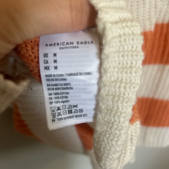 American Eagle Outfitters Orange and White Striped Knit Sweater Vest - Picture 5 of 6